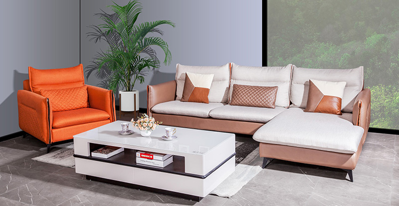 Combinação de sofá de tecido moderno simples para sala de estar linha reta 620038