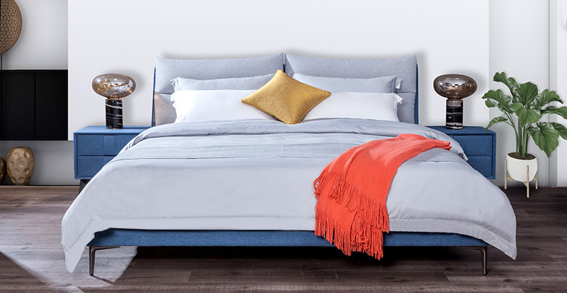 Quarto Moderno Minimalista Tecnologia Cama de Pano Cama de Casal A20002